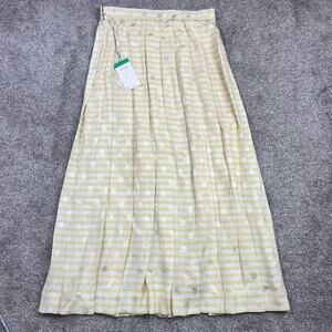 NWT Vintage Gloria Sachs New York 100% Silk Yellow pleated maxi skirt size 10